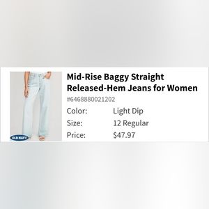 Any Item $10- Send an Offer (Purses Excluded)- Midrise baggy straight raw hem